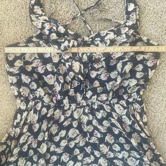 Lauren Conrad Disney Alice in Wonderland Floral Teapot Teacup Sundress Sz L - Picture 6 of 16
